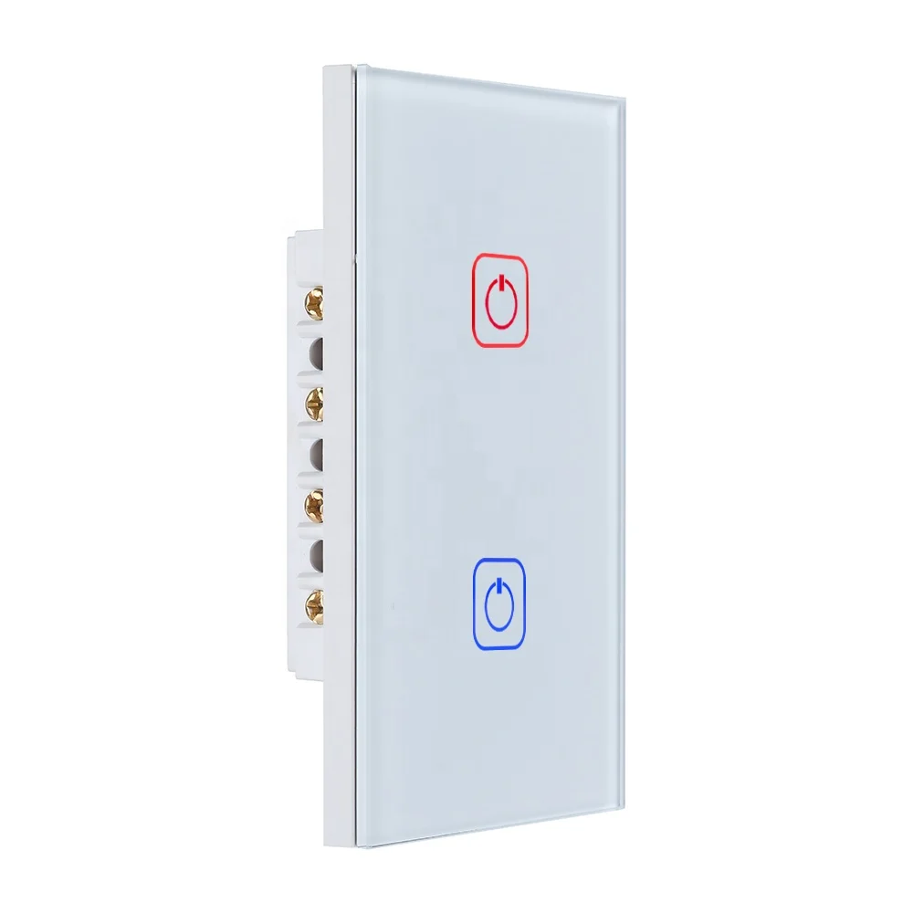 Tuya Smart Glass Panel Touch Wall Switch Us Wifi Light Switch For Smart