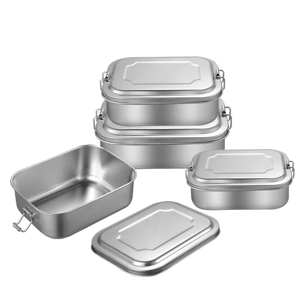 

304 stainless steel tiffin lunch box for kids leakproof box rectangle snack box, Silver