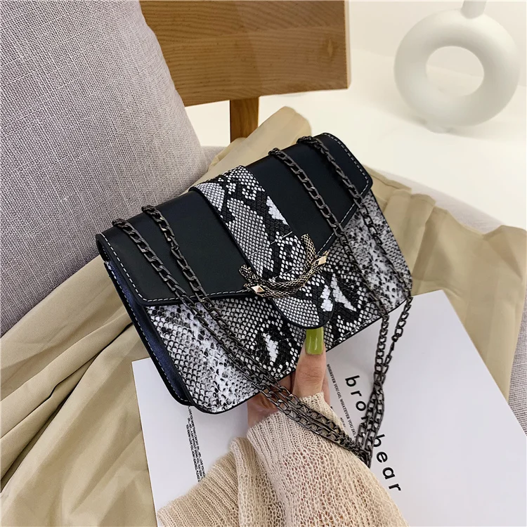 

Newest Stylish Snakeskin Pattern Ladies Handbags Women Leather Bags with Long Strap, As show or custom you like color