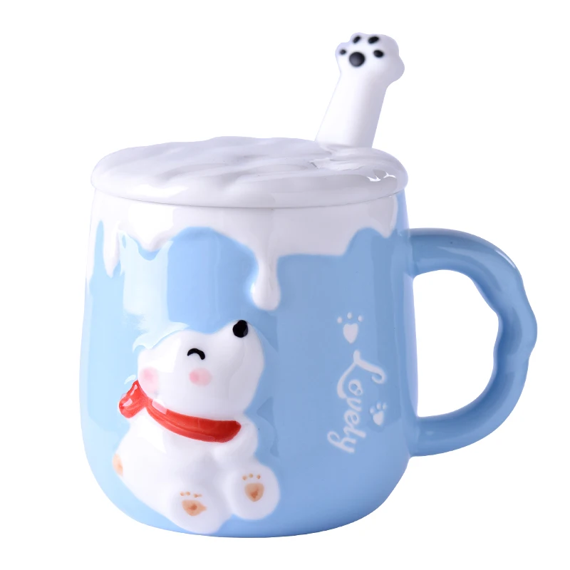 

Nordic cartoon hand color water drop Bear Ceramic mark water cup coffee cup students drink water cup
