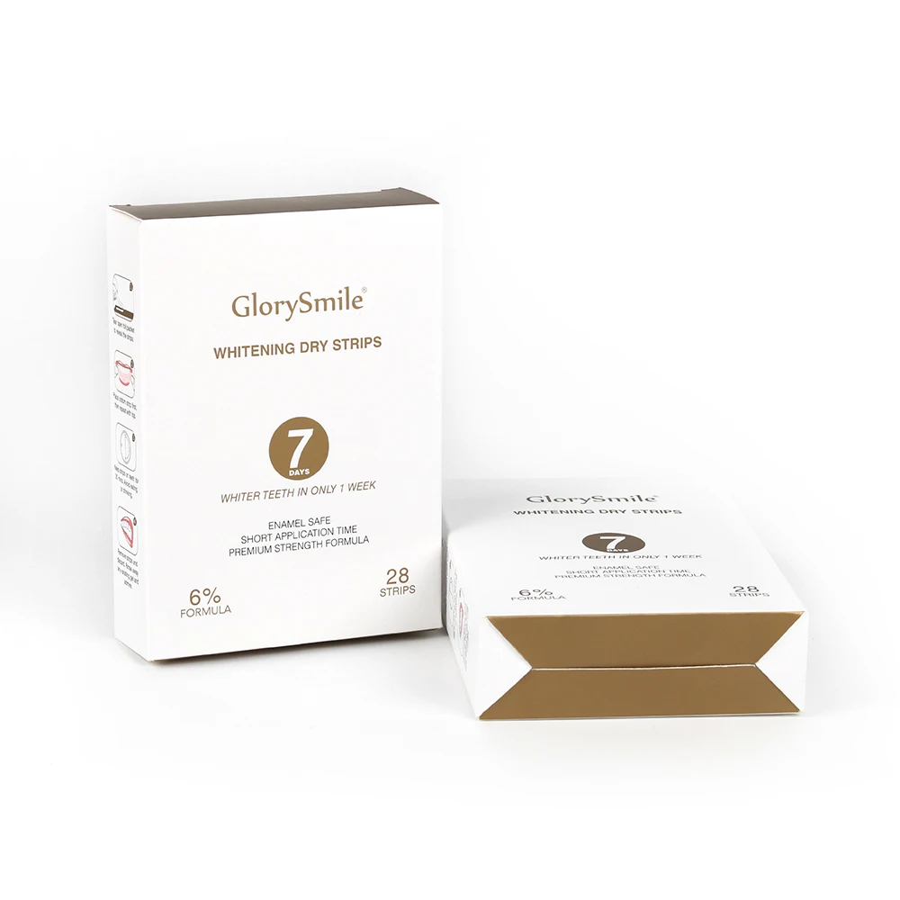 

Customize 28pcs 6%hp private label dry white teeth whitening strips peroxide with private label