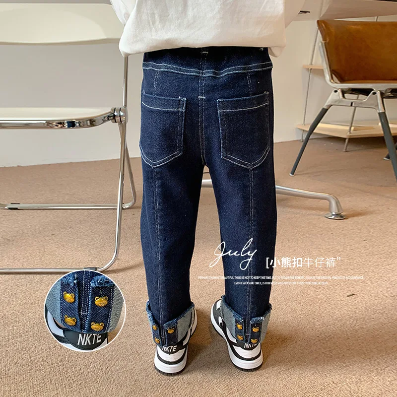 

2022 autumn Korean design infant girls denim pant toddler kids solid jeans boutiques clothing JJF2-23039