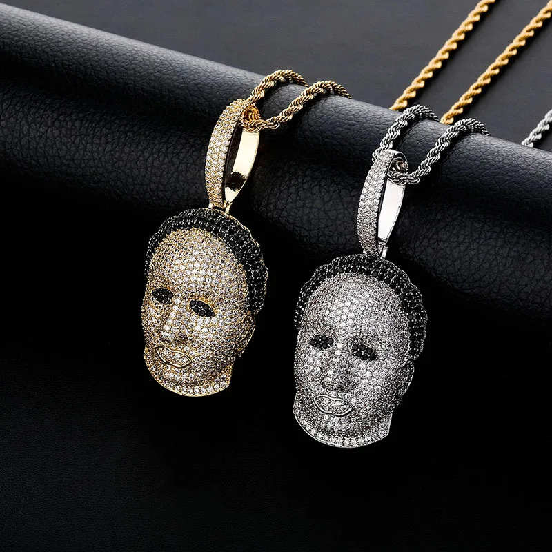 

Fashion necklace 2020 trendy Hip Hop Style Cubic Zircon top-Ranking Quality Hip Hop New Arrival Popular Pendant, Multi color