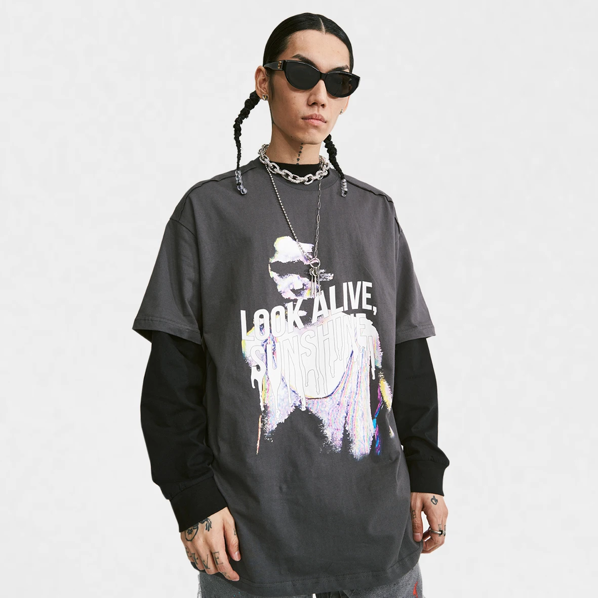 

Summer Character Screen Black And Grey Two Colors T Shirt Printing Custom Logo Men 100% Cotton Women Tops 200G T Shirts