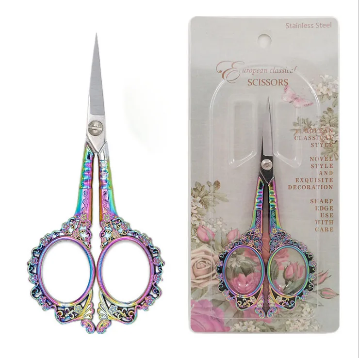 

European Style Classical Plum Blossom Scissors Nail Art Tools Stainless Steel Nail Art Scissors, As image show