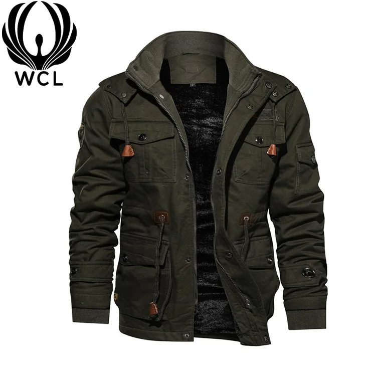 

Windproof Thicken Outerwear Plus Size Turndown Collar Mens Winter Warm Zip Up Coat Cargo Jacket