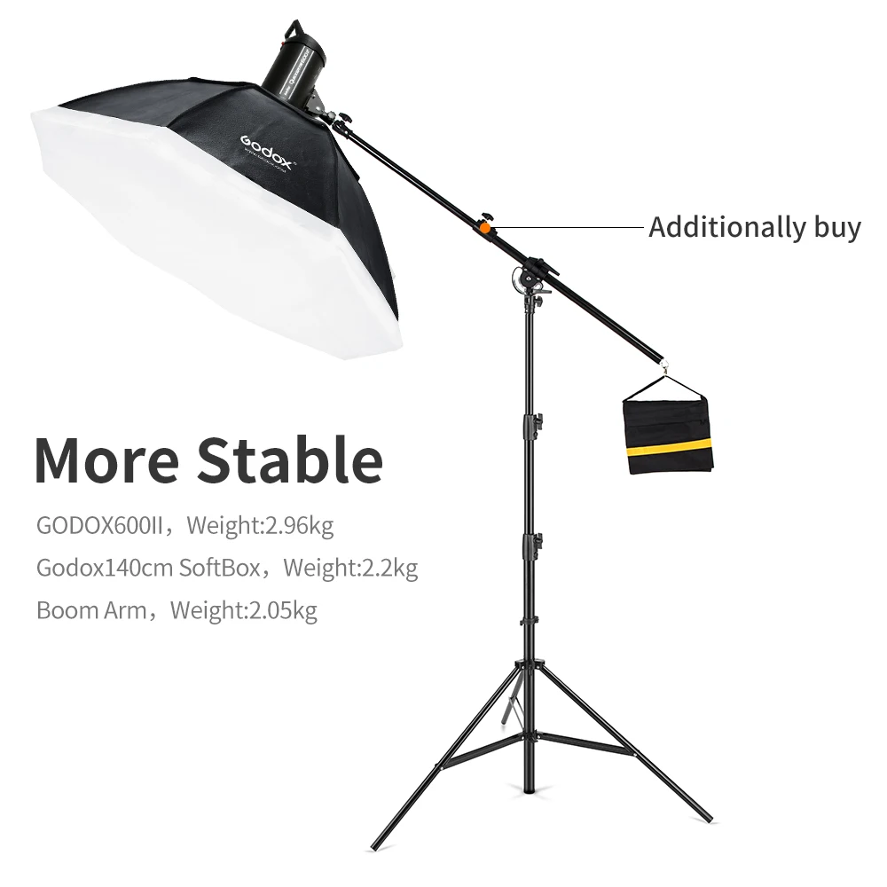 

Improved 2.8 Meter / 9 ft Heavy Duty Impact Air Cushioned Video Studio Light StandTelescopic Support in the MiddleMore Stable