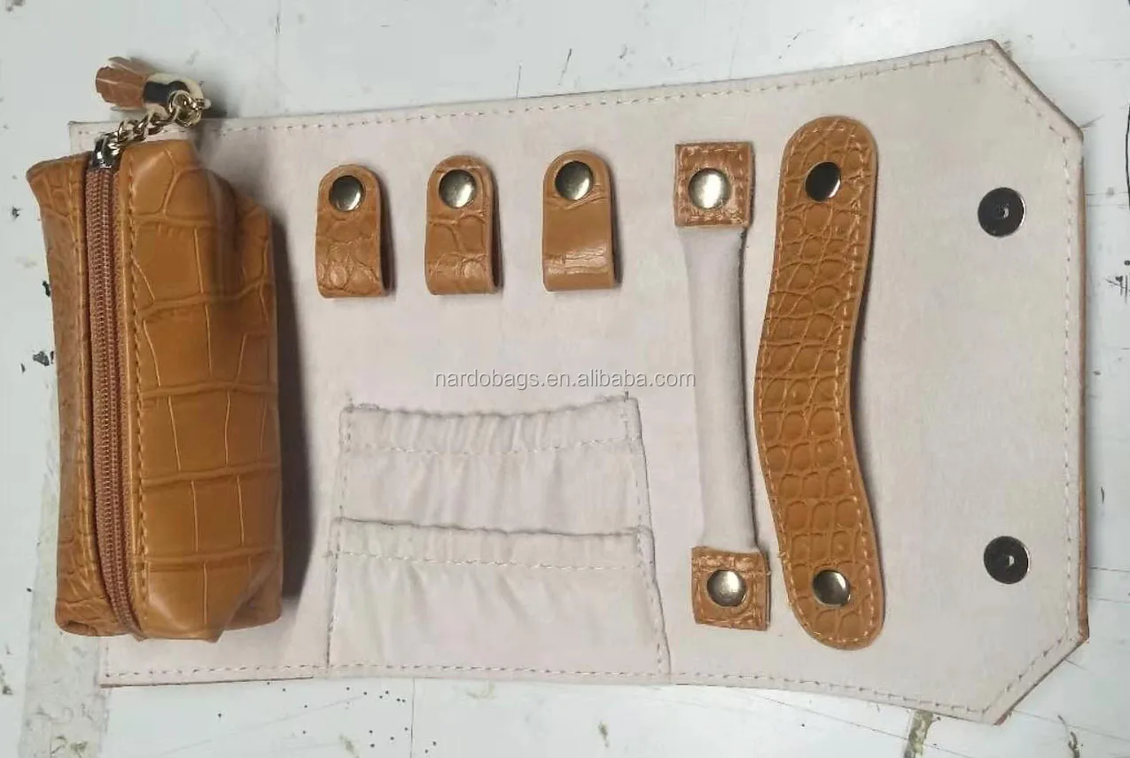 Wholesale Travel Jewelry Organizer Portable Leather Jewelry Roll For