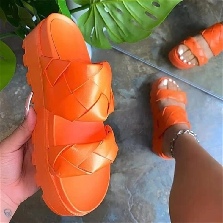 

L117-hot sale trending weaves platform women's slippers summer sandals women 2021, Picture