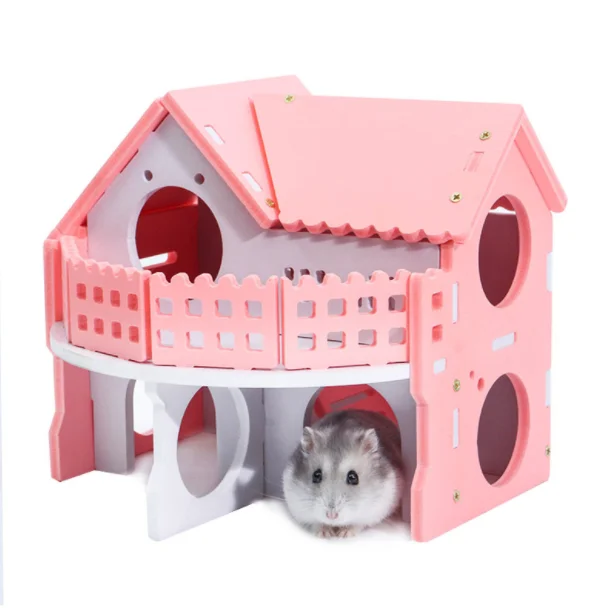 

Hamster sleeping nest wooden small house double-storey environmental protection bungalow villa balcony hamster toy