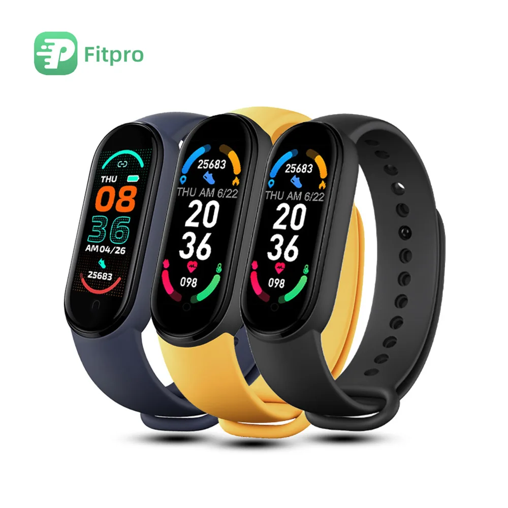 

2021 New M6 smart bands color screen weather message reminder health pulsera inteligente sports smart watch, 5 colors