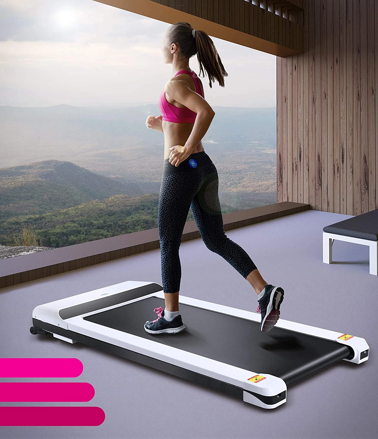 

Smart Quiet Running Treadmill Jogging Machine, White+black