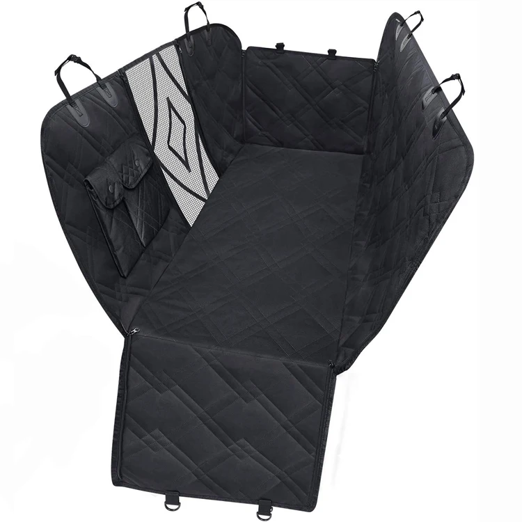 

Dog Car Seat Cover with Mesh Viewing Window, Waterproof Non-Scratch Backs Dog Car Travel Hammock with Storage Pocket, Black or customize