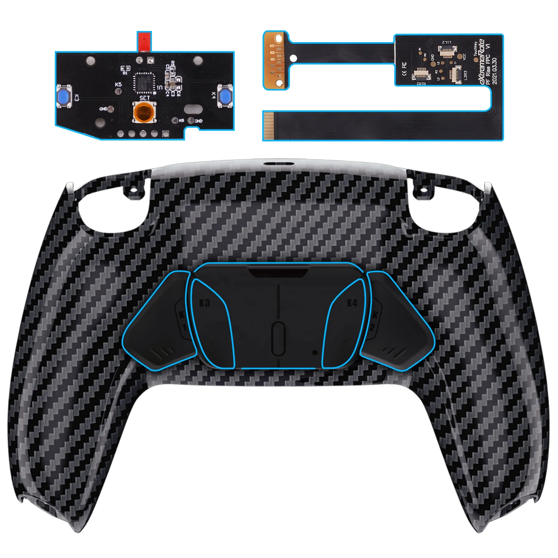 

Rise4 Remappable Remap Kit with Back Button Sets Rear Shell for PS5 Controller