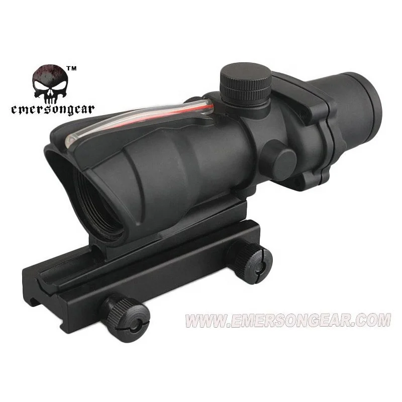 

Tactical Rifle Scope ACOG 4X32 Real Fiber Optics Red Green Reticle Optical Sight, Black