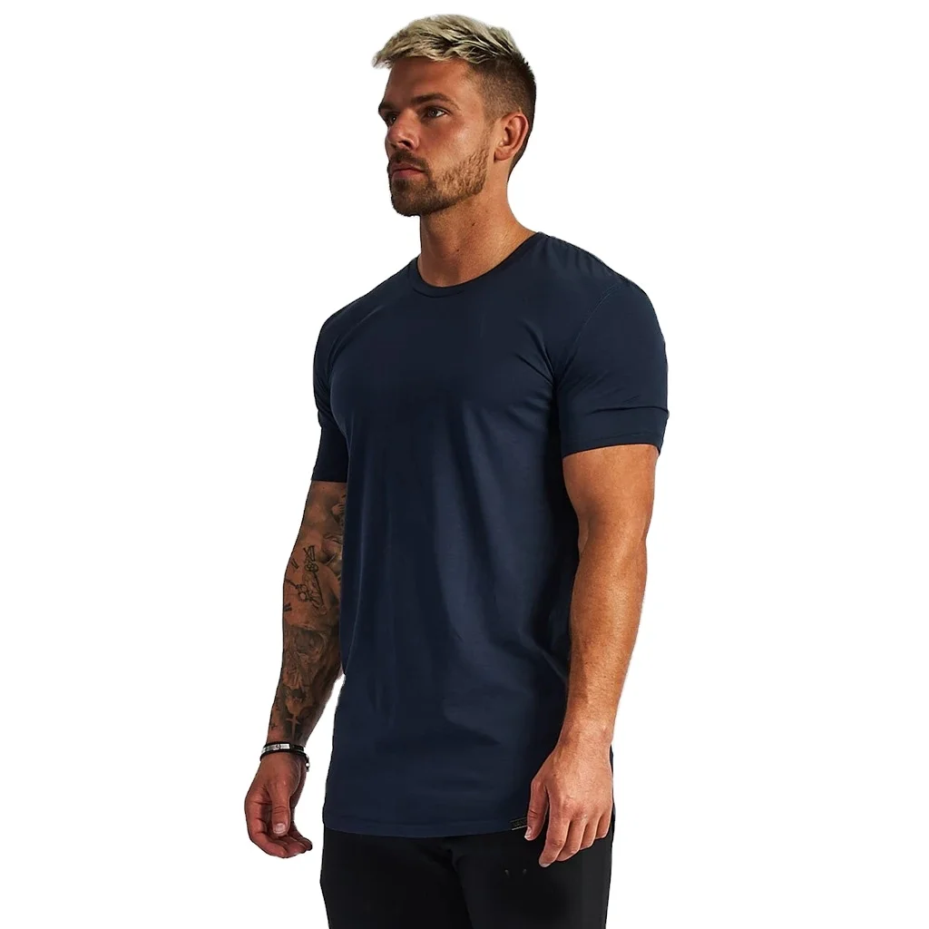 

Mens Slim Fit Work Out Wear 95% Cotton 5% Elastane T Shirt Men Gym Fitness T-shirt