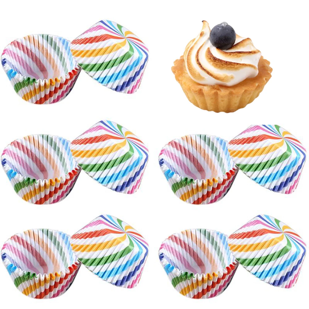 

Mini Muffin Cases Rainbow Paper Cupcake Wrapper Paper Cases Liners Cake Cases for Wedding Birthday Christmas Party Decor