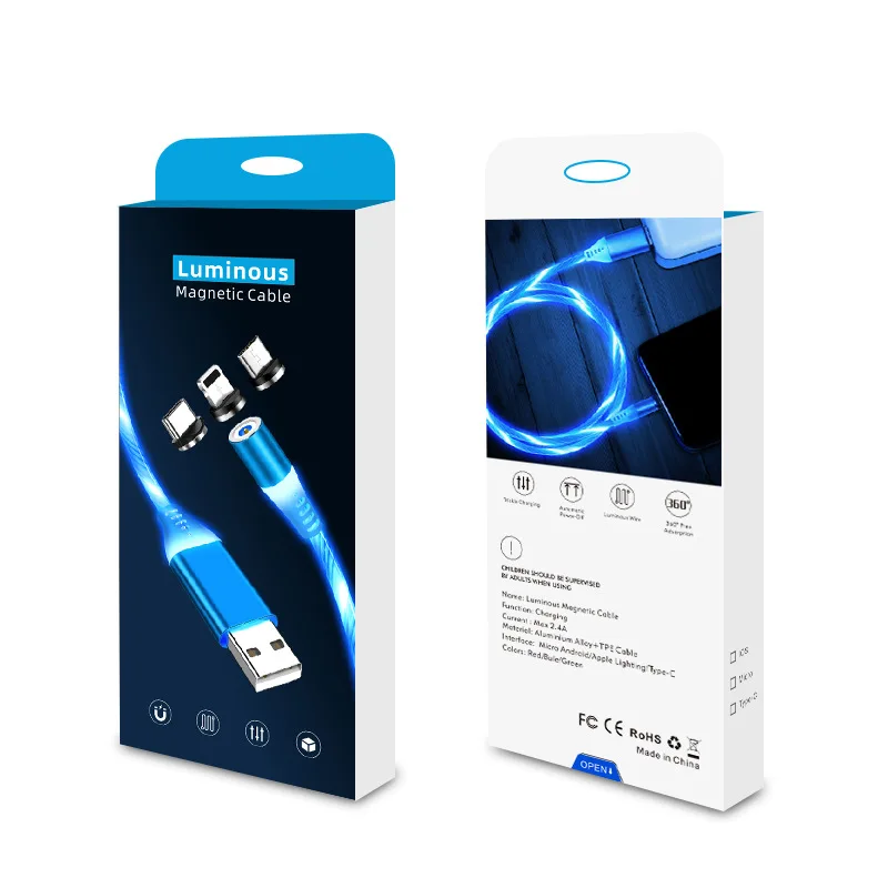 Magnetic streamer absorption USB Snap Quick Connect 3 in 1 Magnetic Charging USB Cable - ANKUX.COM