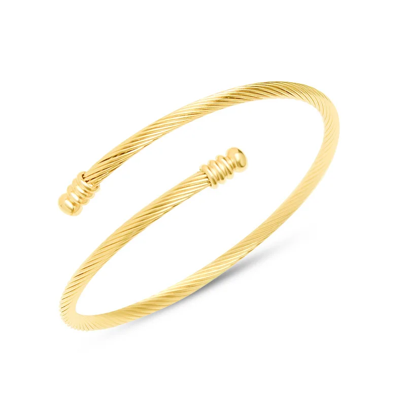 

Ins Style Texture All-Match Small Bulb Elastic Line Bracelet18k Gold Plated Stainless Steel Adjustable Opening Bracelet