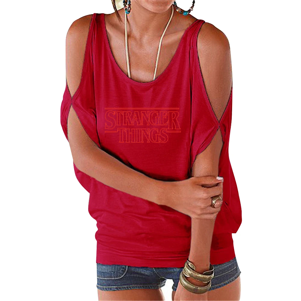 

Popular Casual blouse Cold Shoulder Fashion clothes Summer Ladies Tops T-shirt women