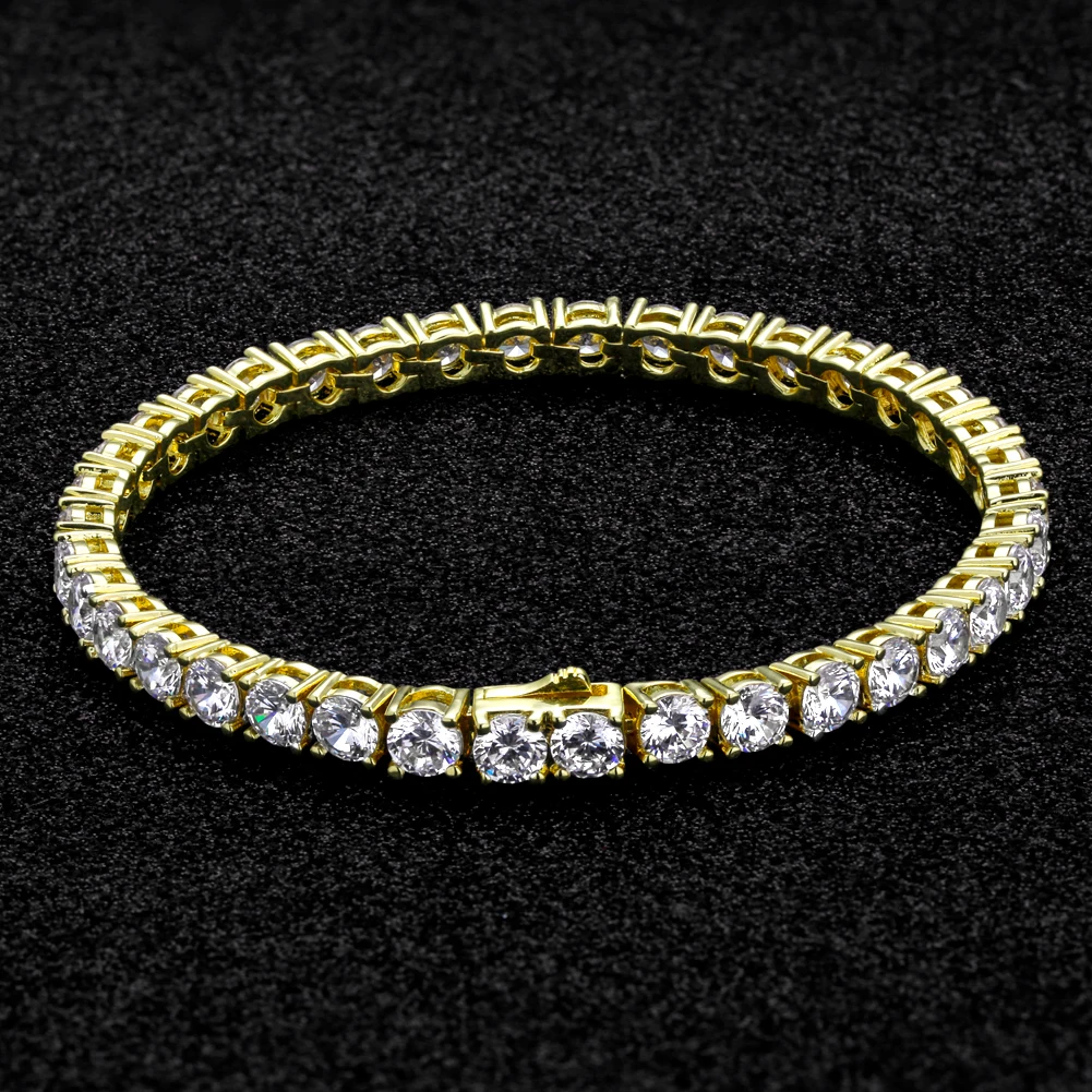 

KRKC Wholesale 14K Gold Plated 5A CZ Tennis Bracelet Women Mens Jewelry Iced Out Cubic Zirconia Diamond Tennis Chain Bracelet