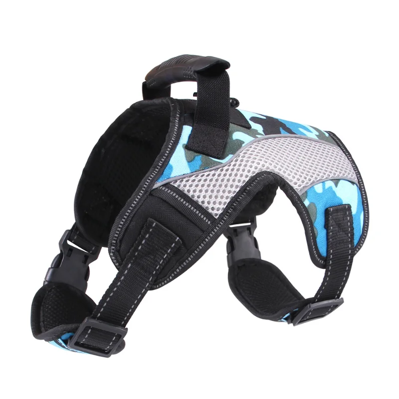 

Hot Sale Pet Chest Harness Factory Small Middle Large Pet Dogs Ventilation Pet Outdoor Harness Cinturon de Seguridad para perros, Red,black,camouflage blue