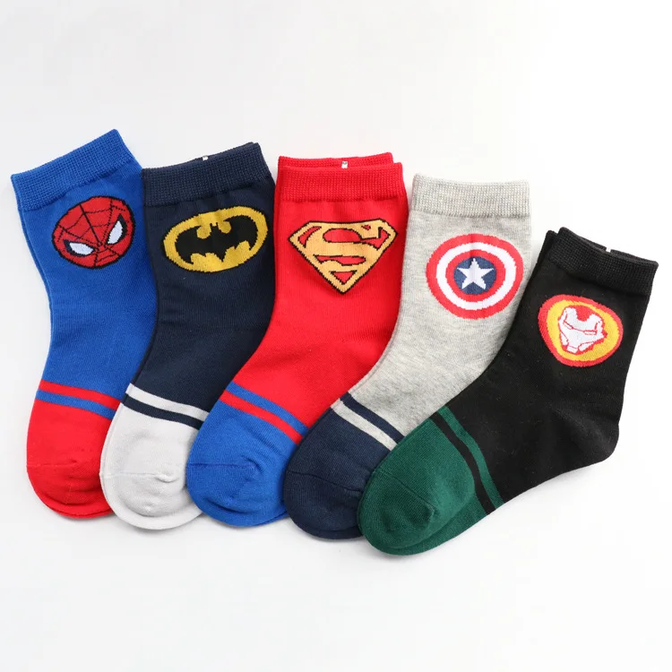 

Lovely Super Hero Socks Kids Comic Cartoon Children Socks Boys Cute Funny Happy Crew Cotton Socks, 5 colors