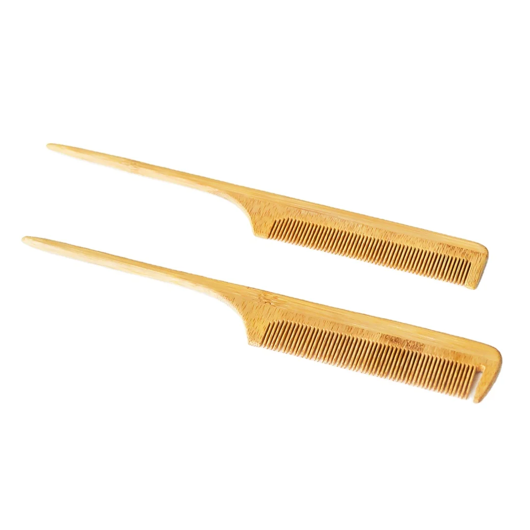 

Private Label Eco-friendly Wooden Rat Tail Comb Factory Price Cutting Comb Bamboo Rat Tail Parting Comb, Natural