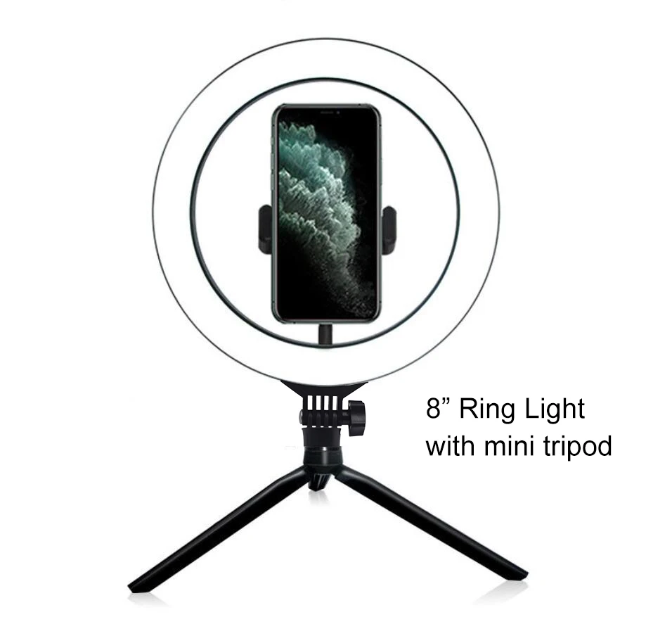 

Cheapest hoops 8 inch 10 inch Photographic Selfie Led Ring Light With Tripod Stand For Live Stream Makeup Youtube Video