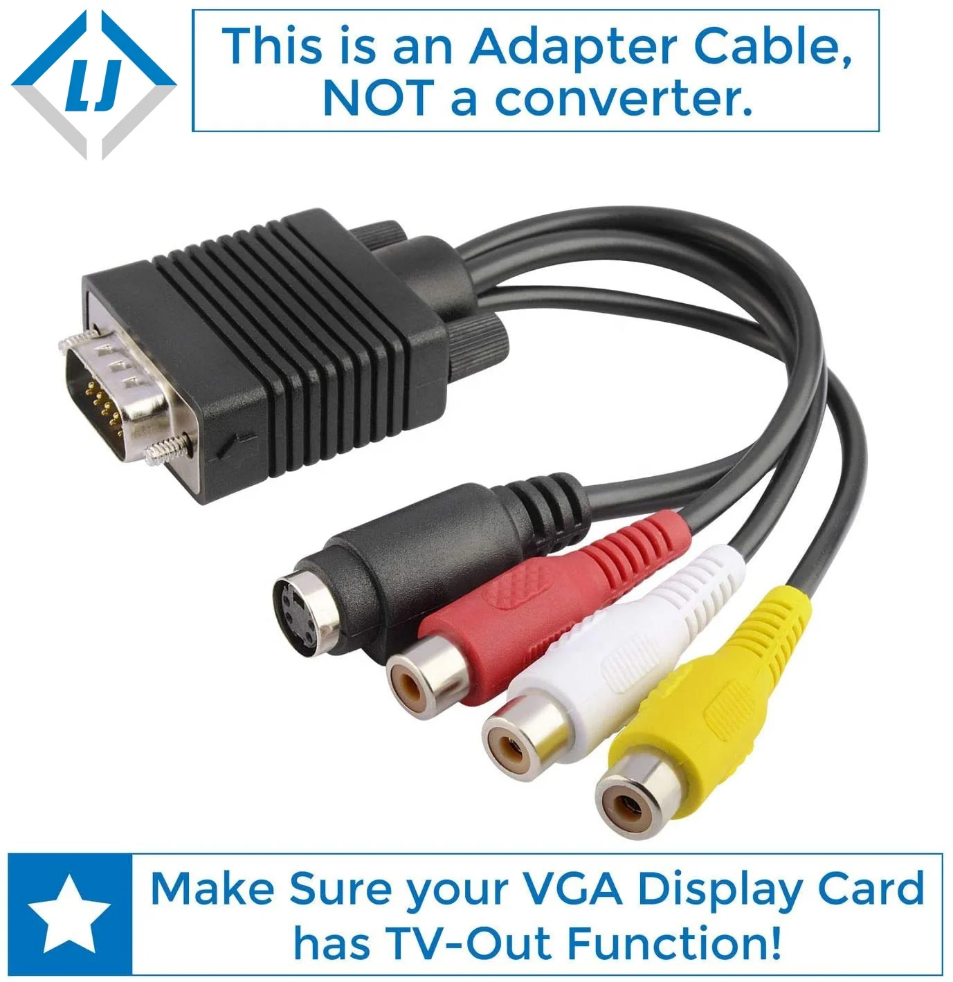 Vga Svga To S-video 3 Rca Tv Audio Video Av Cable Adapter Cable - Buy 