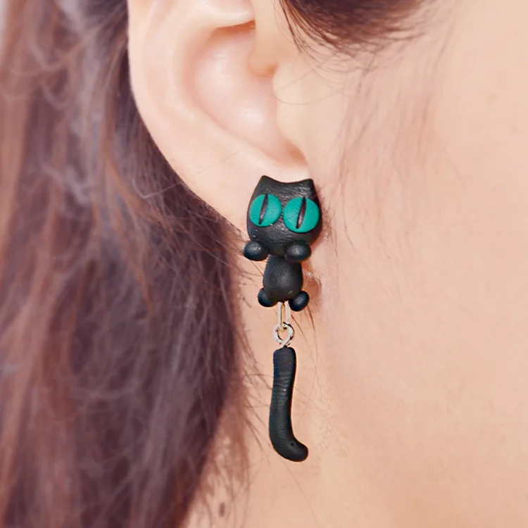 

Wholesale Cheap Pure handmade 3D Cute Animals series polymer clay earring cute cat Polymer Clay Stud Earrings