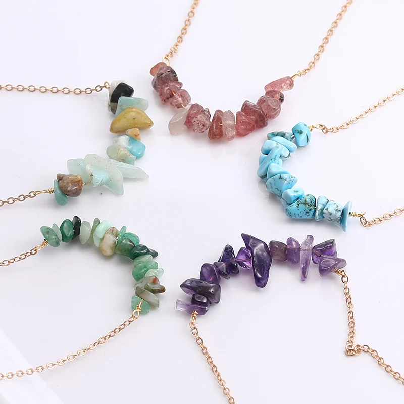 

Unique handmade irregular natural stone pendant necklace women friendship necklace best gift wholesale