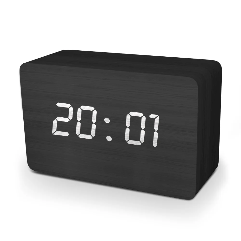 Wooden Digital Alarm Clock With Speaker,Sound Control And Temperature