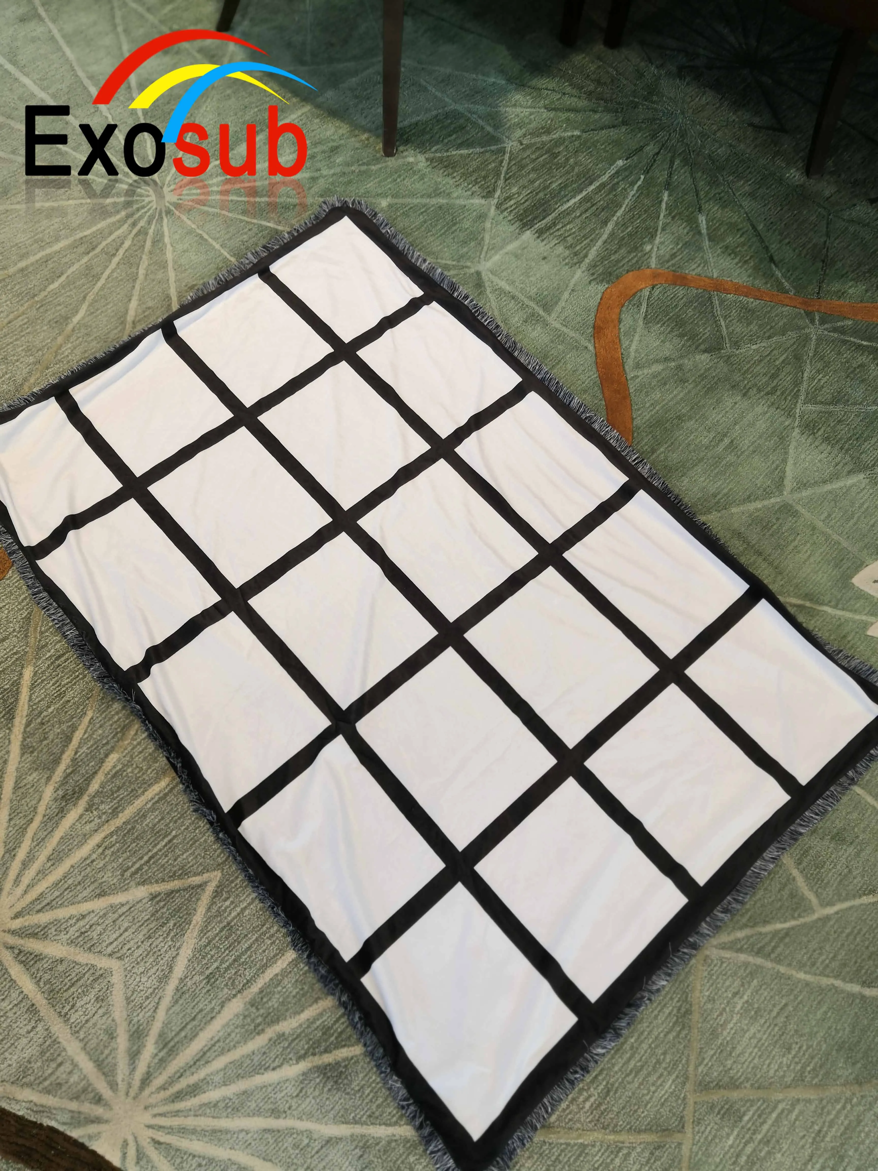20 Panel Sublimation Throw Velvet Blanket With A Soft Black Velour