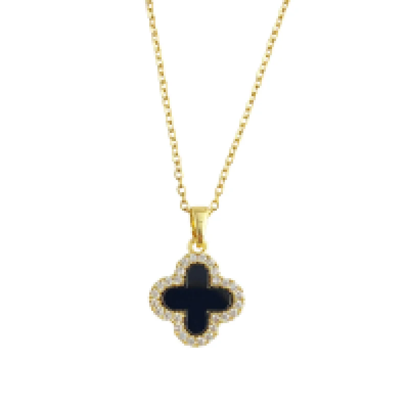 

KVC Redesign Inlaid Zircon Four Leaf Clover Necklace Gold Chain Wholesale Non Tarnish Zirconia Jewelry Stainless Steel Pendant