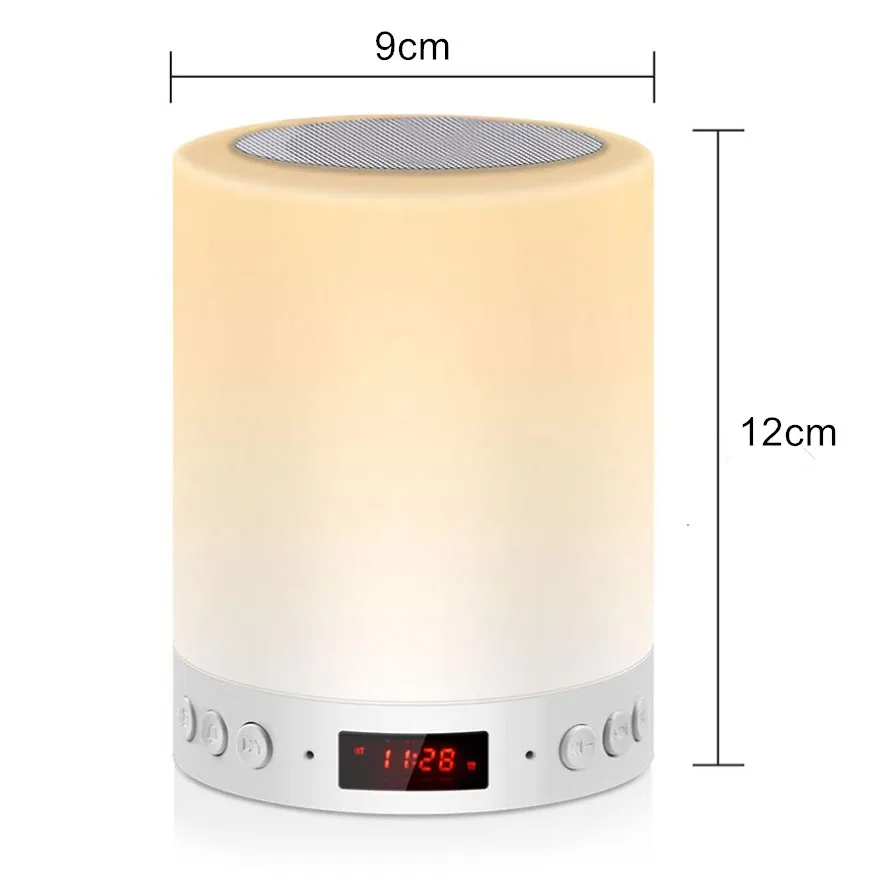 

Factory Price 3 In 1 Mini Dimmable RGB Light Wireless Bluetooths Speaker Led Light Touch Lamp Portable Speaker With Alarm Clock