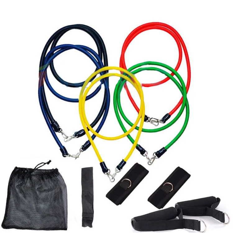 

Hot Selling Custom Logo Printed Fitness Latex 11pcs Resistance Band and tube Set, Can be customized