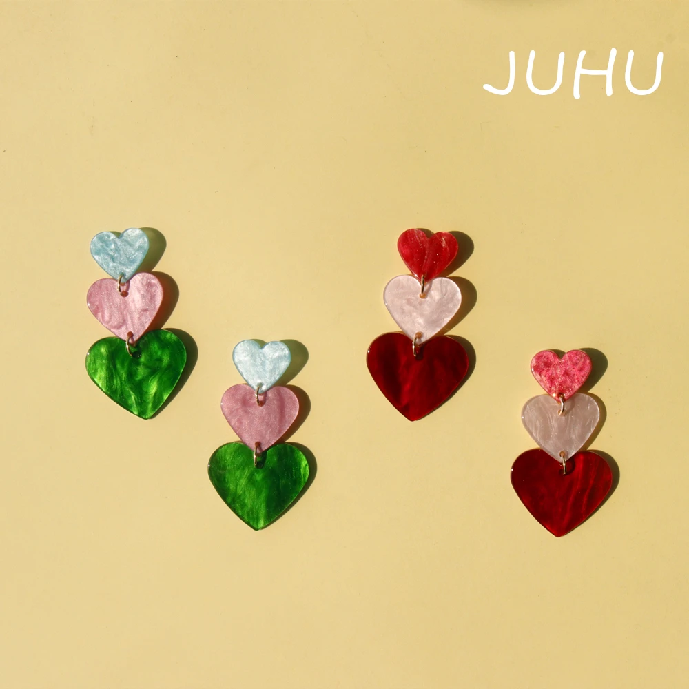 

Fashion Geometric Acrylic Earrings Sweet Heart Resin Earring for Women Jewelry Party Gifts, Colorful