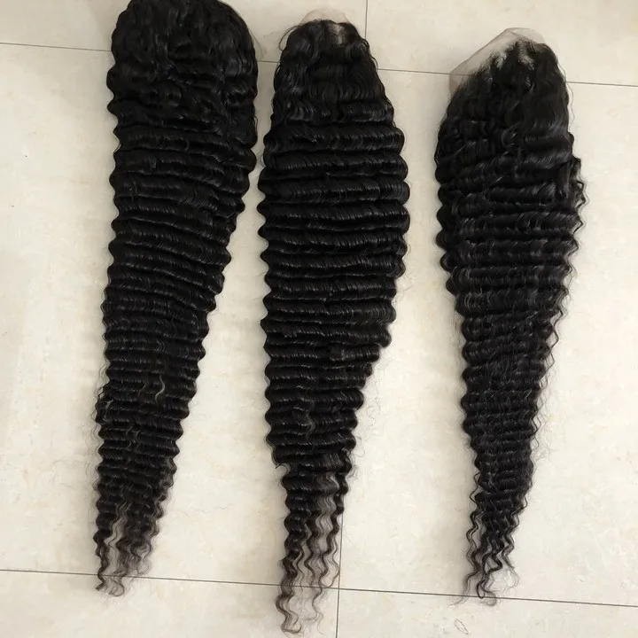 

Wholesale 40inch 100% Human Hair Deep Wave Lace Front Wigs For Black Women in Stock