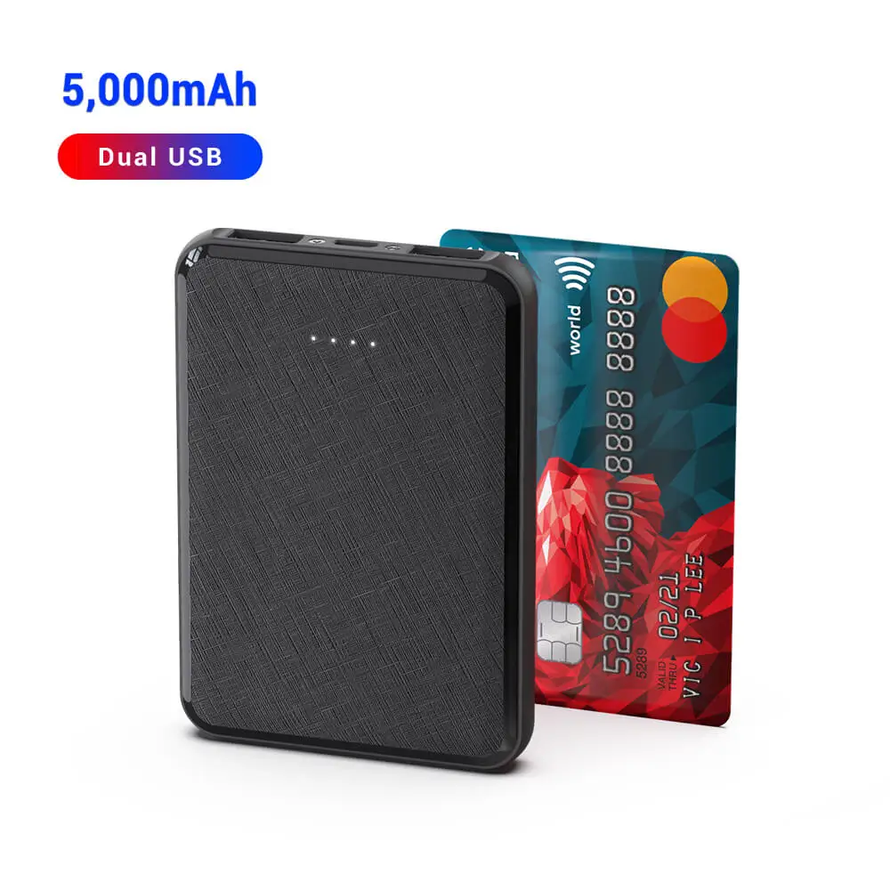 

Handy Gift items Cheap Slim Powerbank 5000mAh Dual USB Small Power Bank for Handy Gift, Black, custom