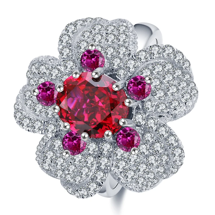 

High Quality Gifts Big Rings 925 Sterling Silver Ruby Gemstone Ruby Ring For Ladies Girl