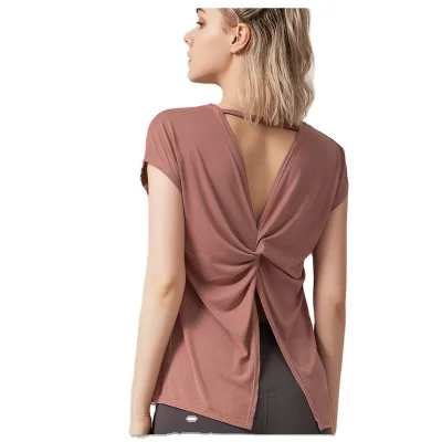 

Women's Sexy Open Back Workout Tops Backless Yoga Shirts Cute Gym Crop Tank Tops
