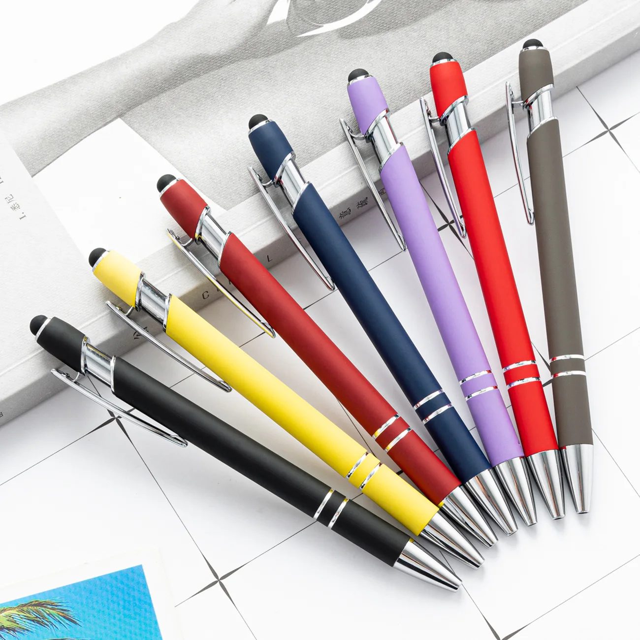 

Creativity 1.0mm Black Ink Press Metal Ballpoint Pen Office Rubber Coated Marker Pens Counter Pen