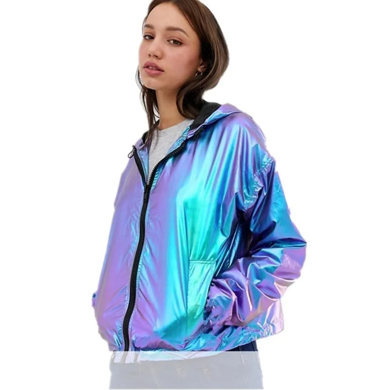 

Spot wholesale magic color cool waterproof large size loose women's hooded jacket fashion casual jacket