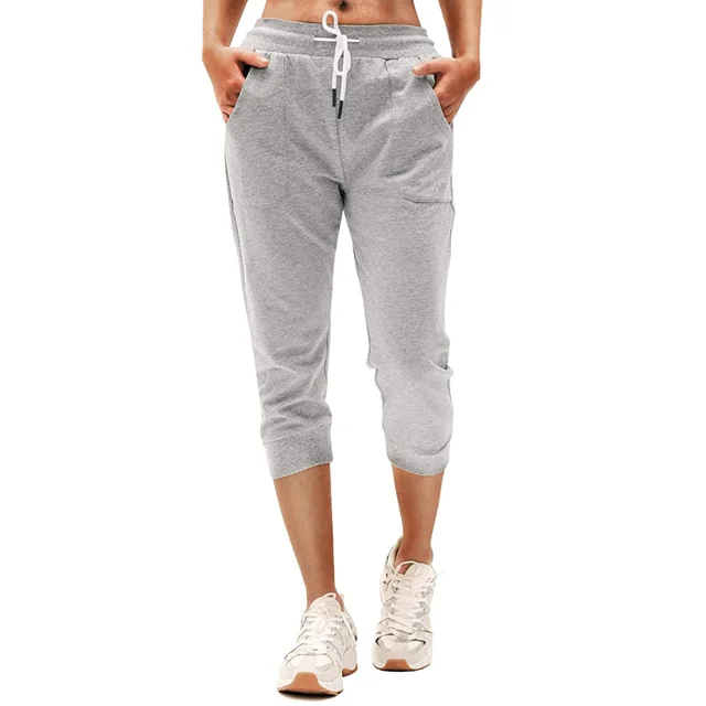 

Women's Sweatpants Capri Pants Cropped Jogger Running Pants Lounge Loose Fit Drawstring Waist With Side Pockets, Customized color