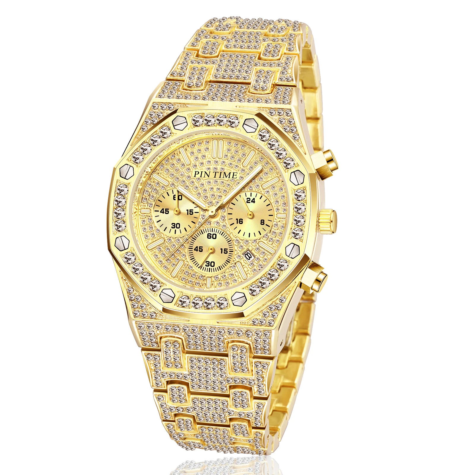 2020 Pintime Horloge Heren Horloges Mode Iced Out Rvs Quartz Diamanten  Horloge Siliconen Band - Buy Luxe Horloge Voor Mannen Zakelijke Horloges,Iced  Out Horloge,Zilveren Horloge Product on Alibaba.com