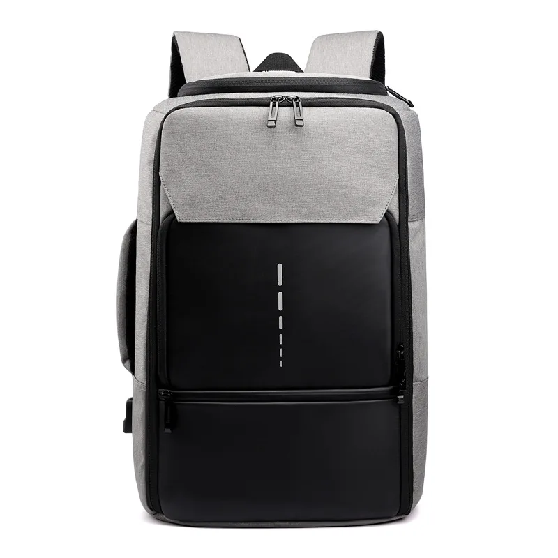 

Custom Smart Oxford Cloth Backpack School Bags Male 15 Inch Large Capacity Business Travel Bags, Black and light grey