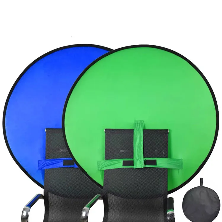 

Vlog Double Sided Blue Green Background Portable Collapsible Chroma Key Backdrop zoom chair Round Green Screen Custom, Chroma key green