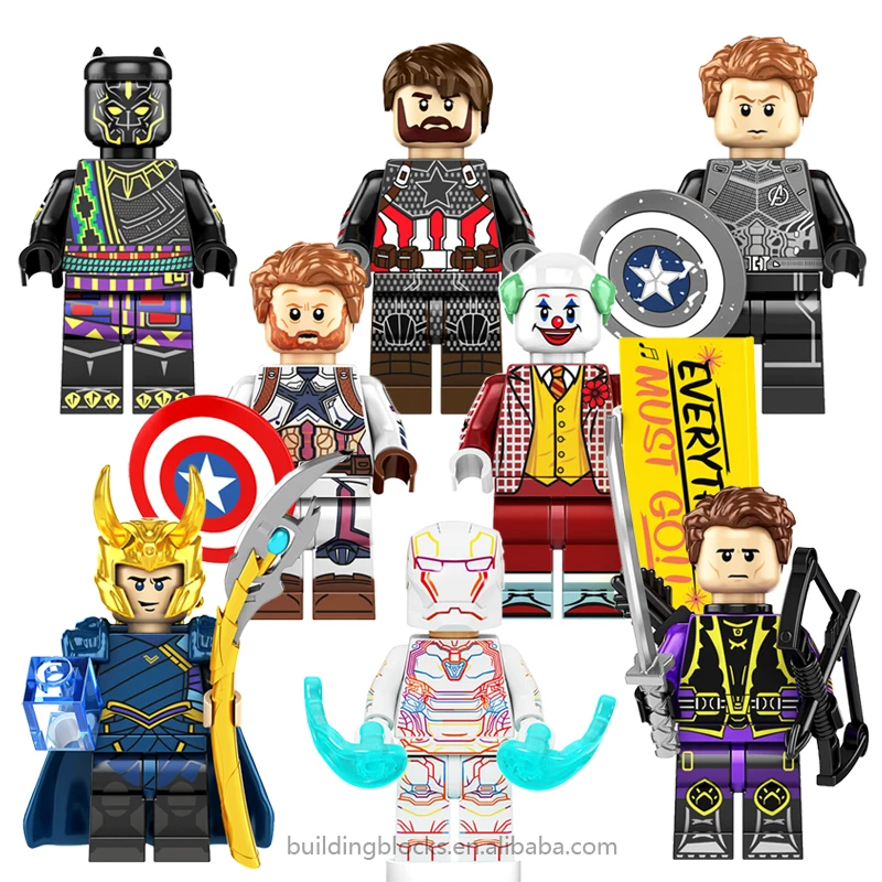 

Super Heroes CY1008 Black Iron Hawkeye Loki Panther Man Mini Building Block Plastic Figure Kids Collect Toys Juguete