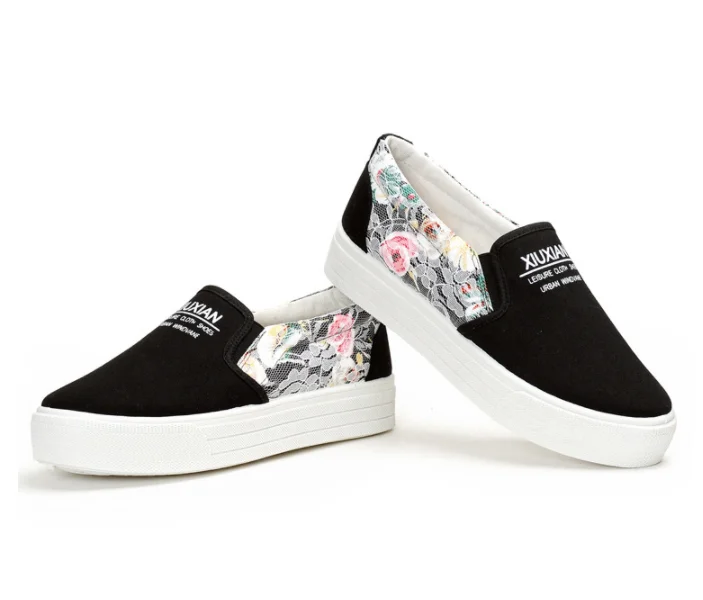 

Fashion Womens Comfort lace Flats Slip on canvas Casual Sneakers Shoes